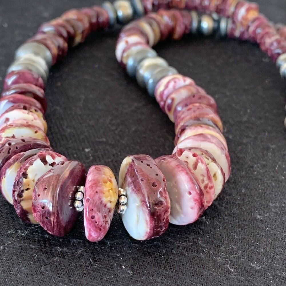 Navajo Pearls Spiny Oyster Necklace Pendant Ln 20 - Picture 9 of 12